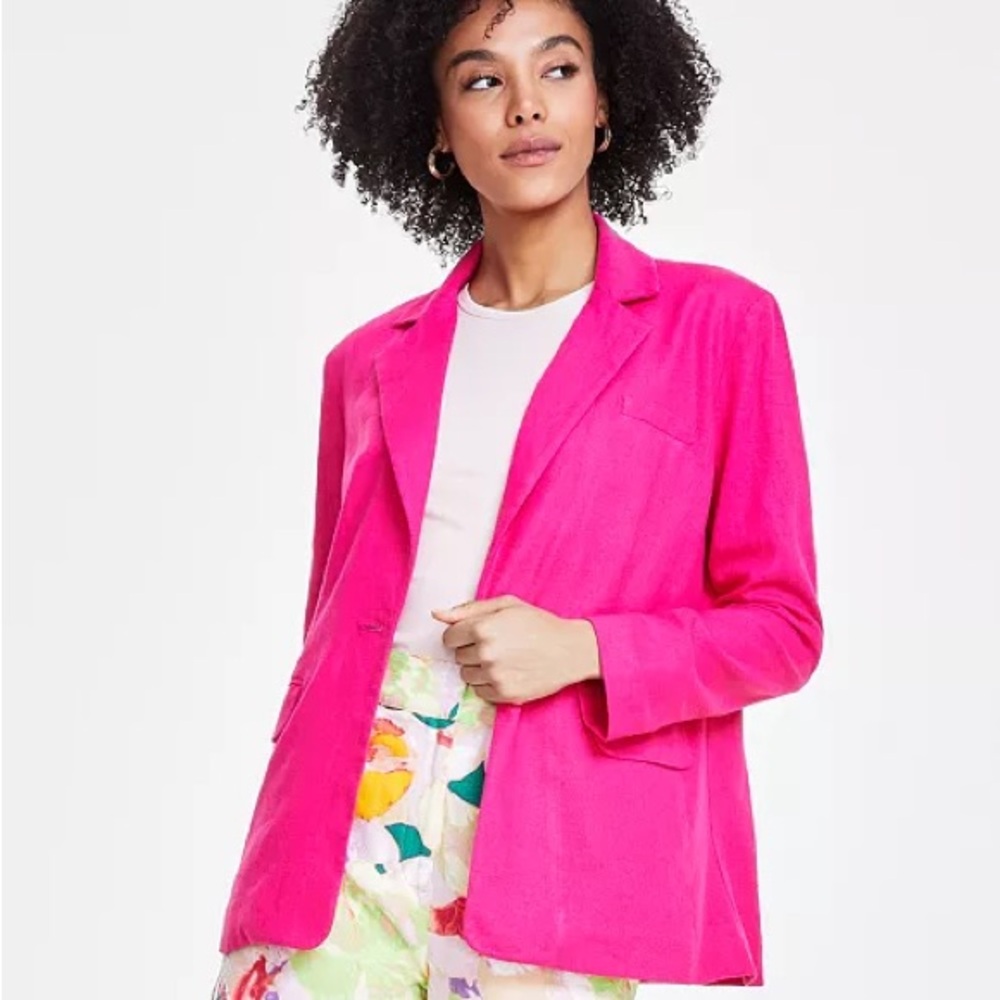 Women's One-Button Linen Blend Blazer